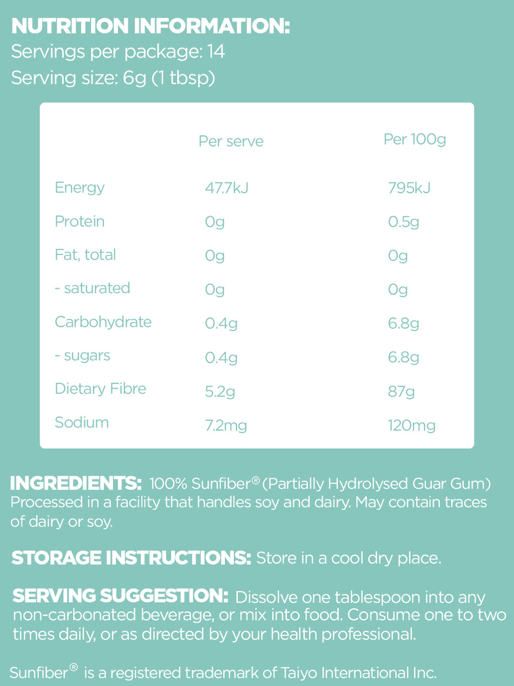 PHGG (Partially Hydrolysed Guar Gum) - Trial Pouch (84g)