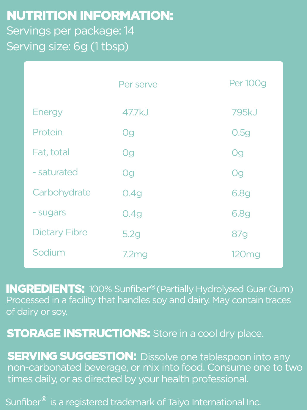 PHGG (Partially Hydrolysed Guar Gum) - Trial Pouch (84g)